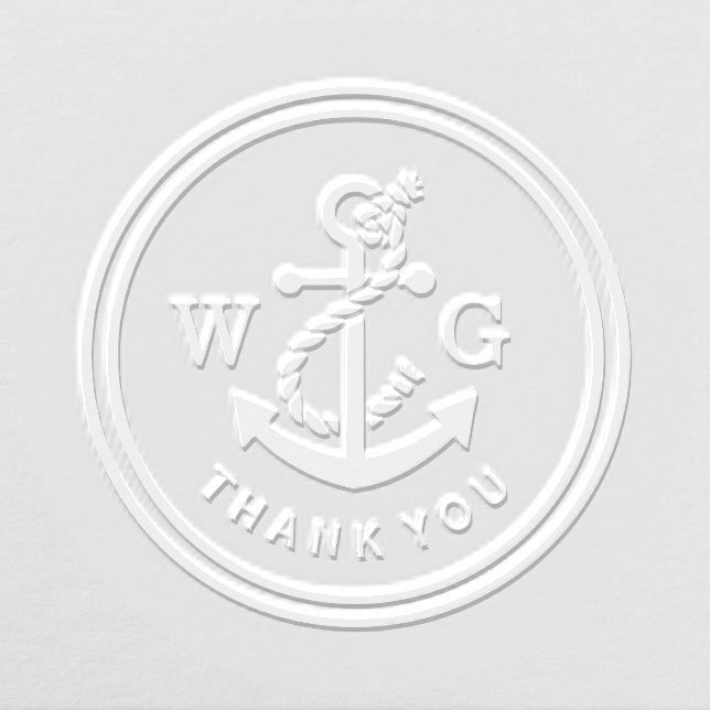 Framed Anchor with Monogram 2 Initial Thank You Embosser (Design)