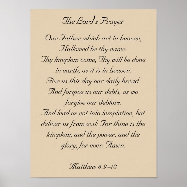Framed Bible Verse Artwork, the Lord's Prayer Poster (Front)