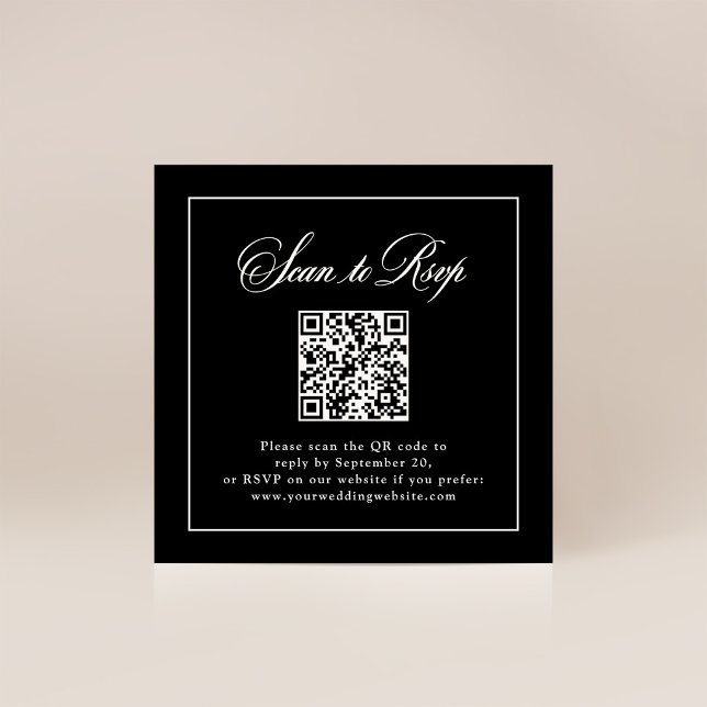 Framed Black Italian Elegance | RSVP with QR Code Enclosure Card (Creator Uploaded)