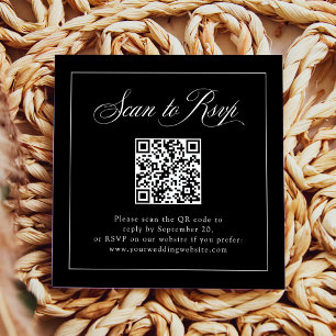 Framed Black Italian Elegance RSVP with QR Code Enclosure Card