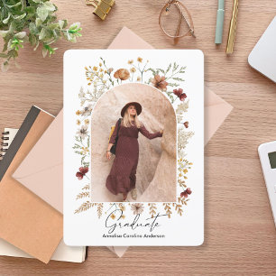Framed Boho Floral Arch Graduate Invitation