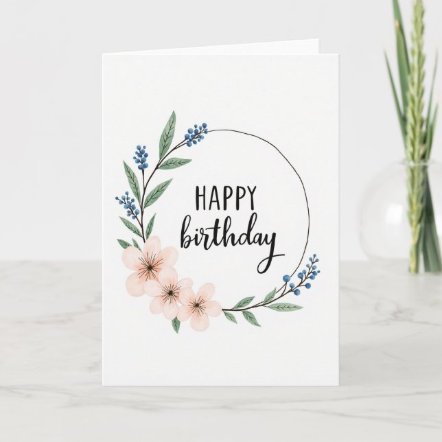 Framed Botanical Birthday Card (Front)
