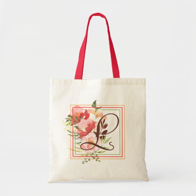 Framed Bouquet Monogram Tote Bag (Front)