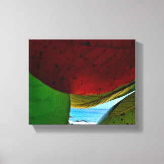 Framed by Nature – Tropical Leaves & Ocean Canvas  Print