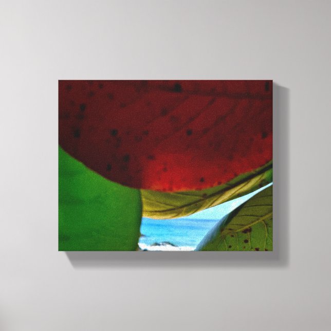 Framed by Nature – Tropical Leaves & Ocean Canvas  Print (Front)