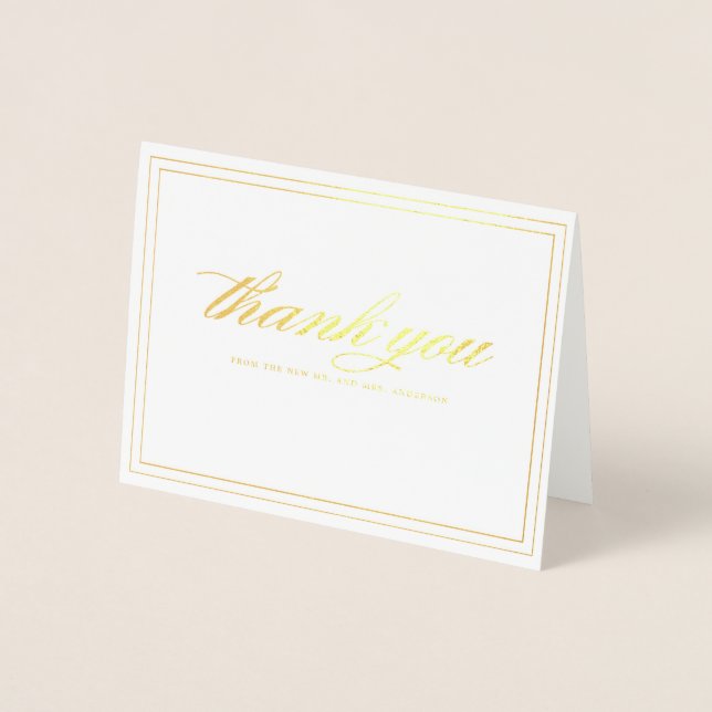 Framed Calligraphy Gold Foil Thank You Card (Front)