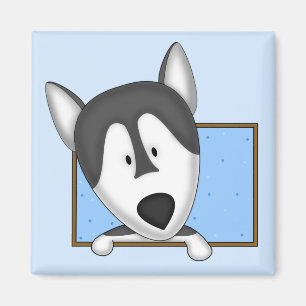 Framed Cartoon Alaskan Malamute Magnet