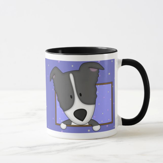 Framed Cartoon Border Collie Mug (Right)