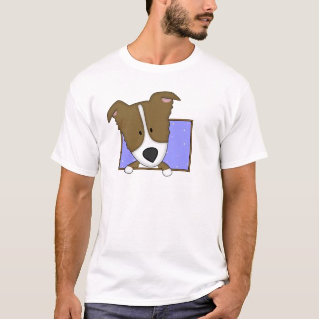 Framed Cartoon Brown Border Collie TShirt (Front)