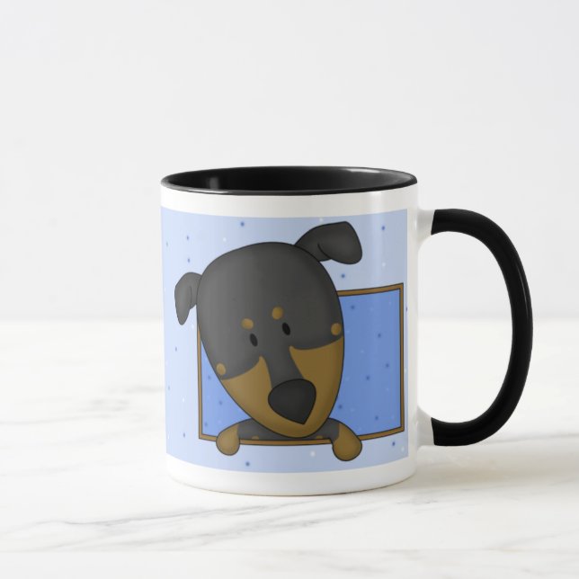 Framed Cartoon Doberman Pinscher Mug (Right)