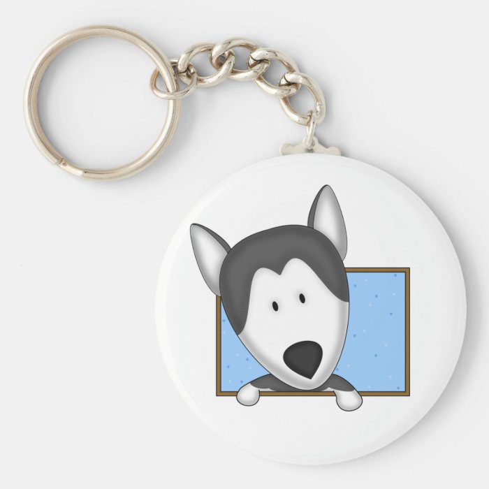 Framed Cartoon Siberian Husky Keychain