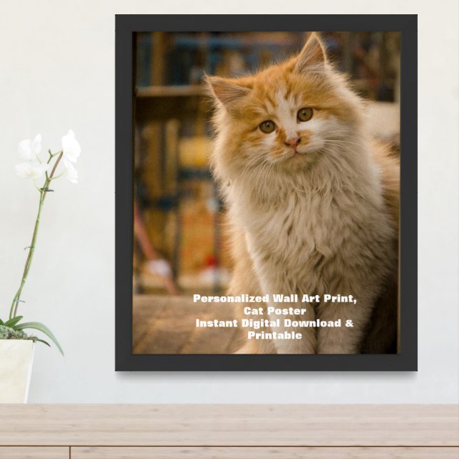Framed Cat Portrait - Custom Digital Pet Art Gift (Entryway)