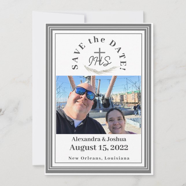 Framed Catholic Bible-Verse Save the Date (Front)