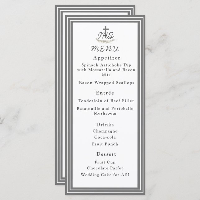 Framed Catholic Bible Verse Themed Menu Card (Front/Back)