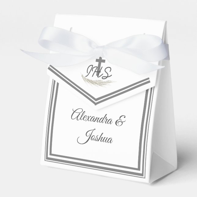 Framed Catholic Bible Verse Wedding  Favor Boxes (Front Side)
