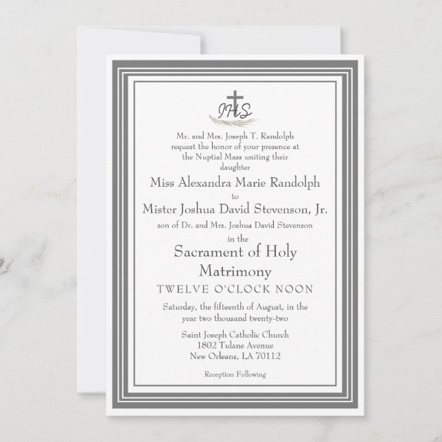 Framed Catholic Bible-Verse Wedding Invitation (Front)