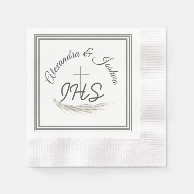 Framed Catholic Bible Verse Wedding  Napkins (Front)