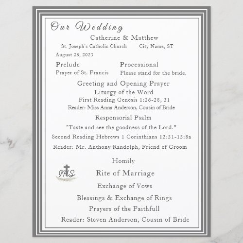 Framed Catholic Wedding Program 