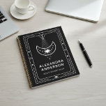 Framed Celestial Starry Crescent Moon Appointment Planner<br><div class="desc">Stay beautifully organized with this modern minimalist custom planner, designed to bring clarity, balance, and elegance to your daily routine. Featuring a sleek black and white geometric celestial design, with optional grey and soft blush pink accents, this planner blends functionality with mindful style. Personalize the cover with your name, business...</div>