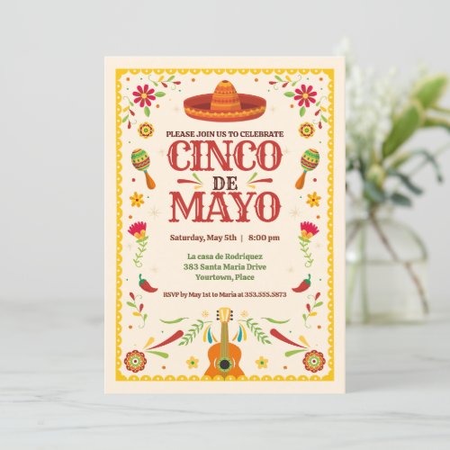 Framed Cinco de Mayo Mexican Birthday Party Invitation