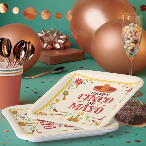 Framed Cinco de Mayo Mexican Fiesta Party Paper Plates