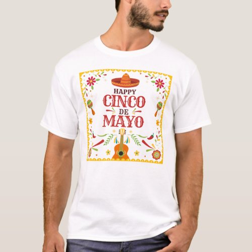 Framed Cinco de Mayo Mexican Fiesta Party T_Shirt