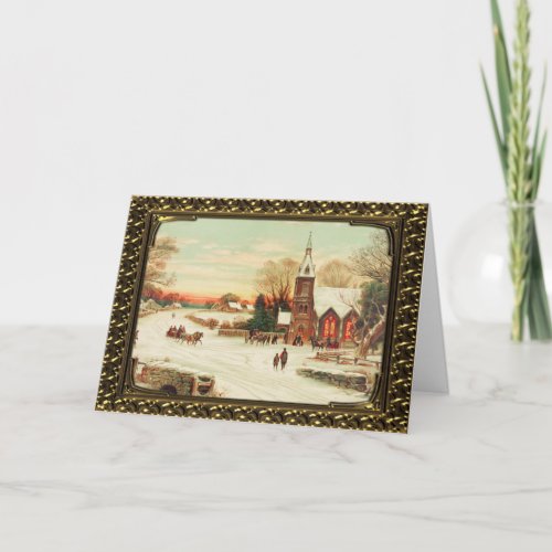 Framed Country Christmas Services _ Vintage Card