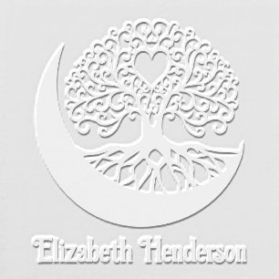 Framed Curly Tree of Life, Moon with Optional Name Embosser