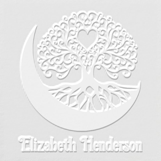 Framed Curly Tree of Life, Moon with Optional Name Embosser (Design)