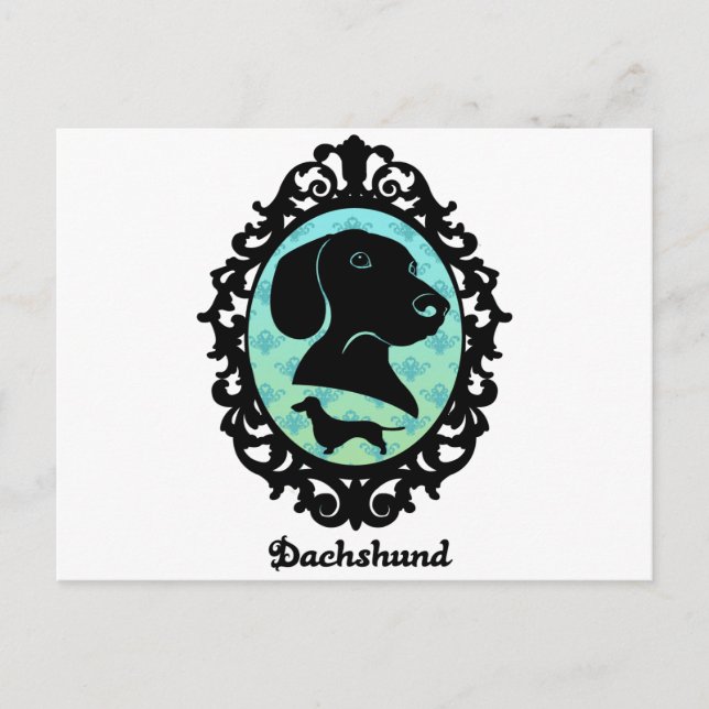 Framed Dachshund Illustration Postcard (Front)