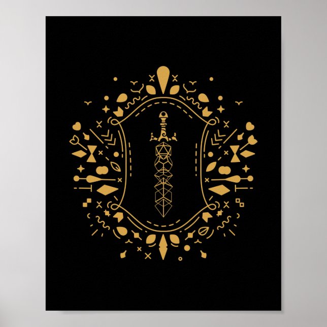 Framed Dice Sword of the Paladin Tabletop RPG Poster (Front)