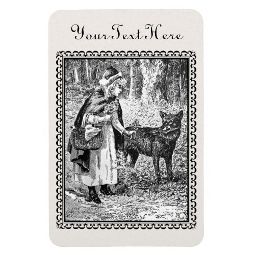 Framed Drawing Little Red Riding Hood Wolf Woods Magnet