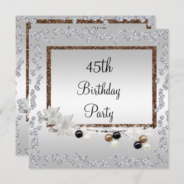 Framed Elegance 45th Birthday Invitation (Front/Back)