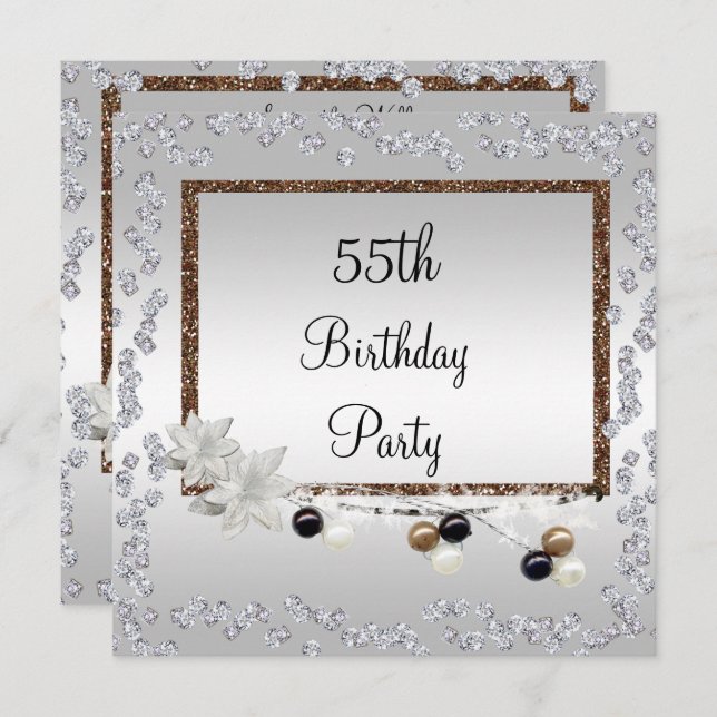 Framed Elegance 55th Birthday Invitation (Front/Back)