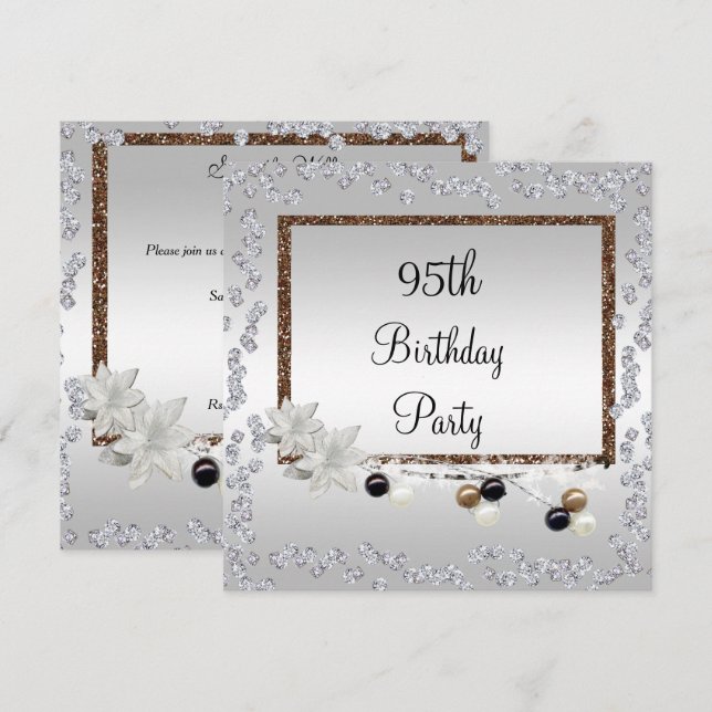 Framed Elegance 95th Birthday Invitation (Front/Back)