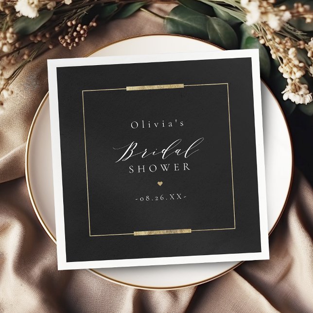 Framed Elegance Black Simple Modern Bridal Shower Napkins (Framed Elegance Black Simple Modern Bridal Shower Napkins)
