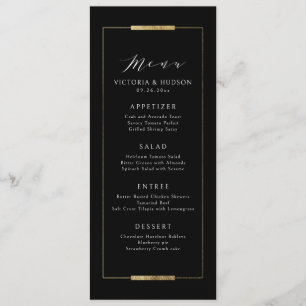 Framed Elegance Black Simple Modern Classy Wedding Menu