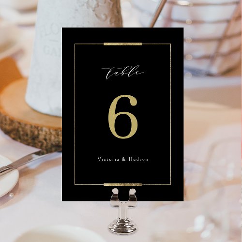 Framed Elegance Black Simple Modern Wedding Table Number