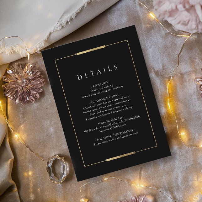 Framed Elegance Black Simple Wedding Details Enclosure Card (Framed Elegance Black Simple Wedding Details Enclosure Card)