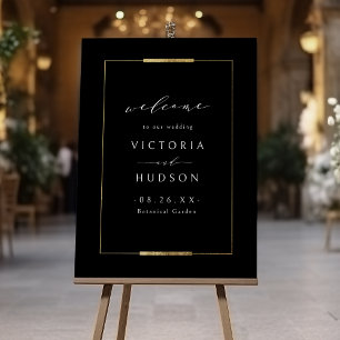 Framed Elegance Black Simple Wedding Welcome Sign