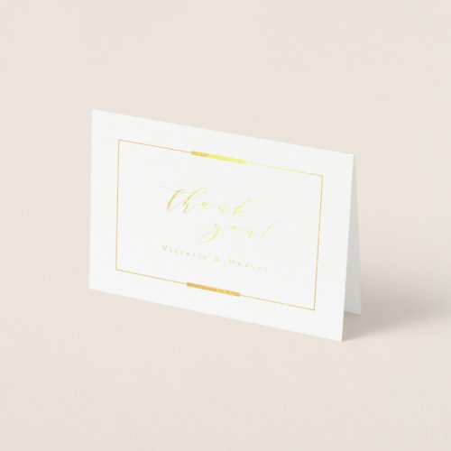 Framed Elegance Gold Simple Modern Classy Wedding Foil Card