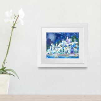 Framed Euphoric Town 3rd Stage Blue Moon Art Print