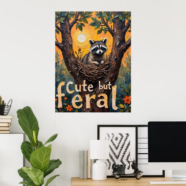 Framed Feral: Raccoon's Cozy Spot Poster (Home Office)