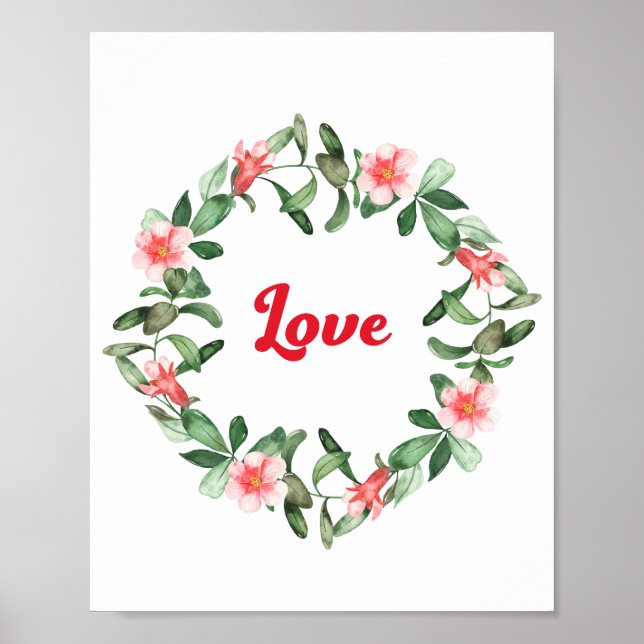Framed Floral Pomegranate Love Themed Poster (Front)