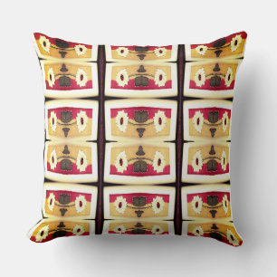 Framed Flower Connection in Dark Red and Brown Throw Pillow