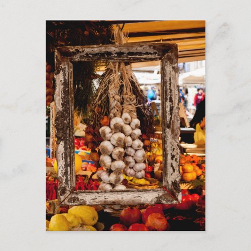 Framed Garlic at a Market Postcard