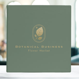 Framed Gold Leaf Minimal Botanical Green 3 Ring Binder