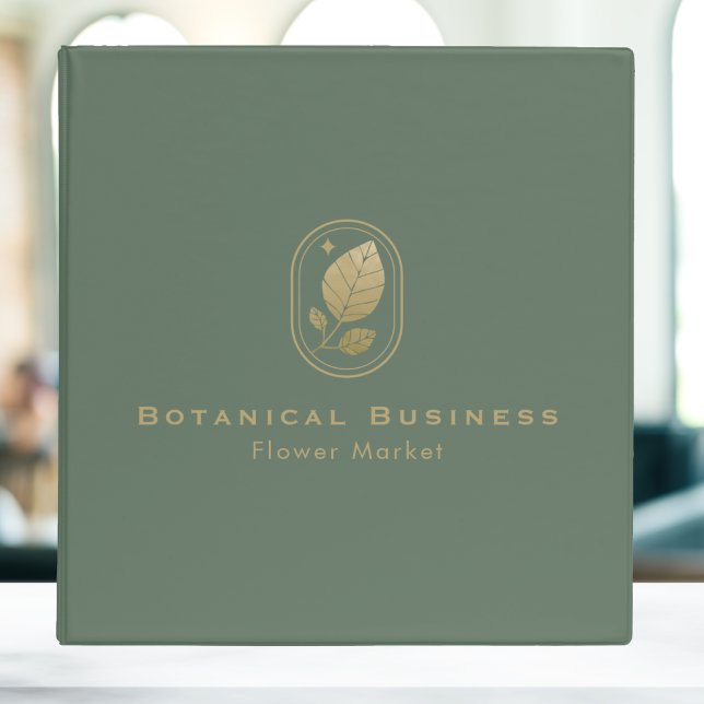 Framed Gold Leaf Minimal Botanical Green 3 Ring Binder (Framed Gold Leaf Minimal Botanical Green 3 Ring Binder)