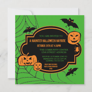 Framed Green/Orange Pumpkins - Halloween Invite