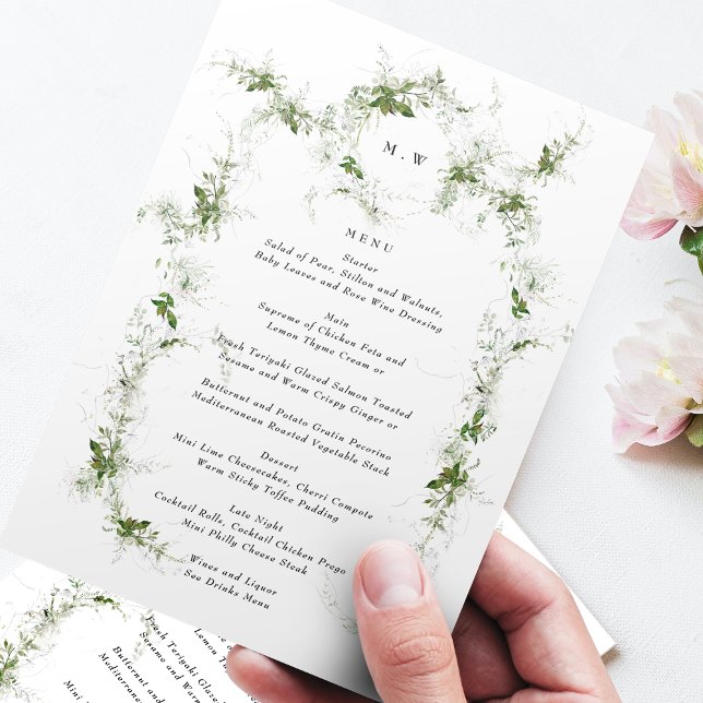 Framed Greenery Monogram Eucalyptus Wreath Wedding Menu (Creator Uploaded)